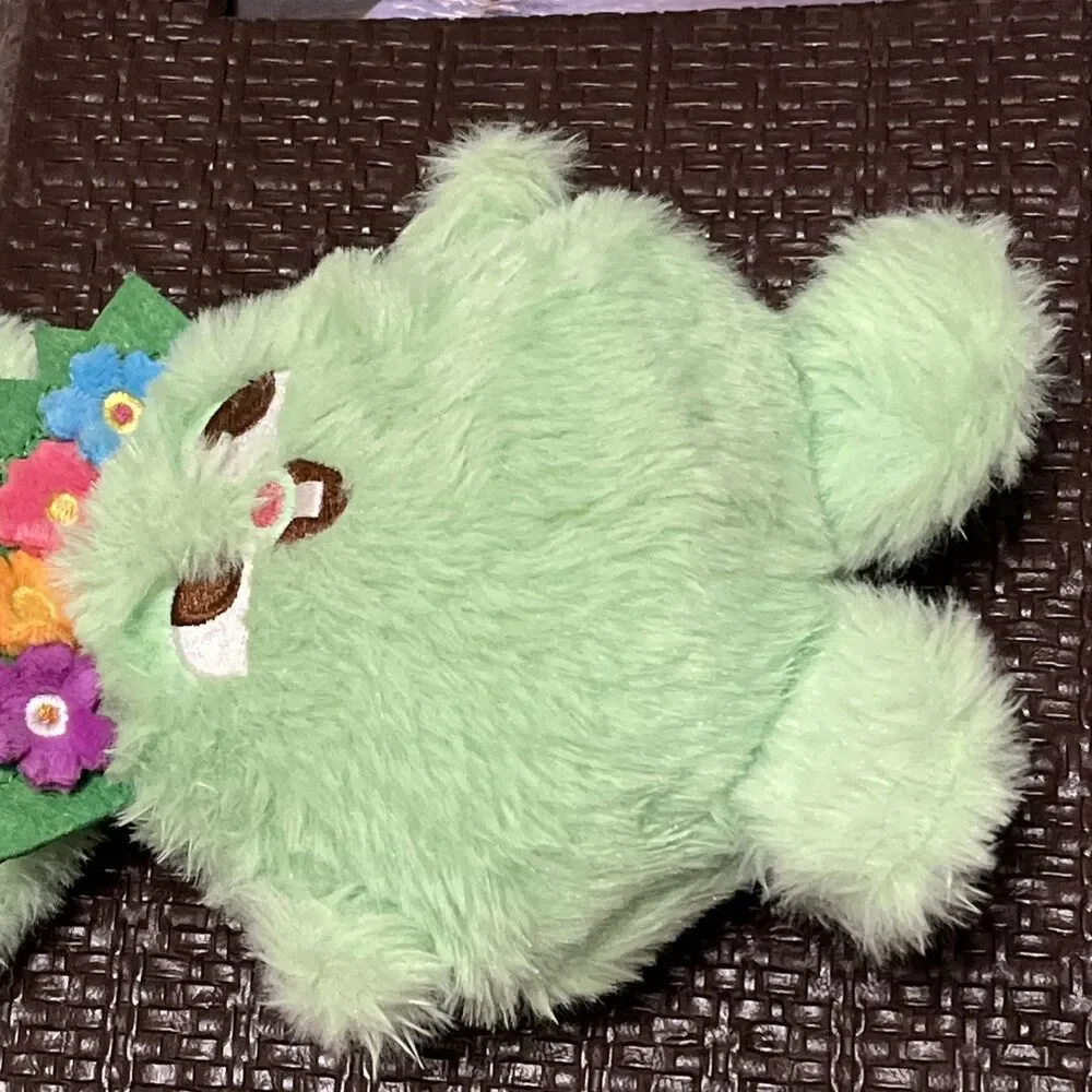 Bunny Rabbit Dog Puppy Toy Plush Green Crinkles Squeaks S/M Easter Colorful GUC